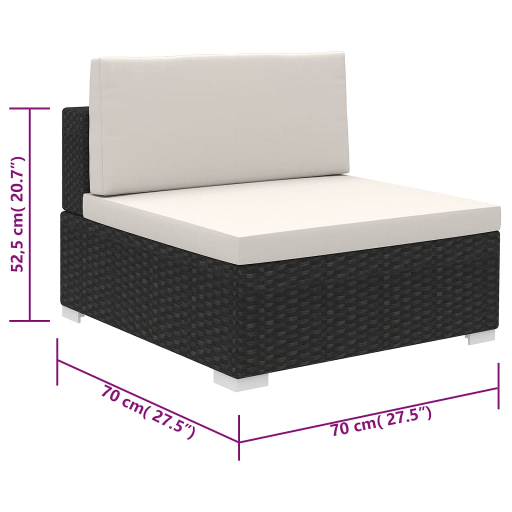 6 Piece Garden Lounge Set with Cushions Poly Rattan Black